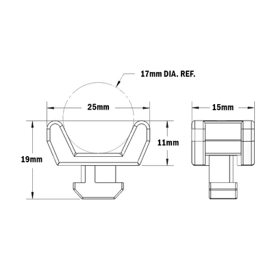 66-120-0 MODULAR SOLUTIONS CABLE TIE DOWNS<br>1/4 TURN CABLE BLOCK, 25MM, GRAY